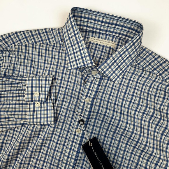 Holderness & Bourne Other - Holderness & Bourne Flynn Sport Shirt Men XXL Marlin Blue Plaid Tailored Fit NEW